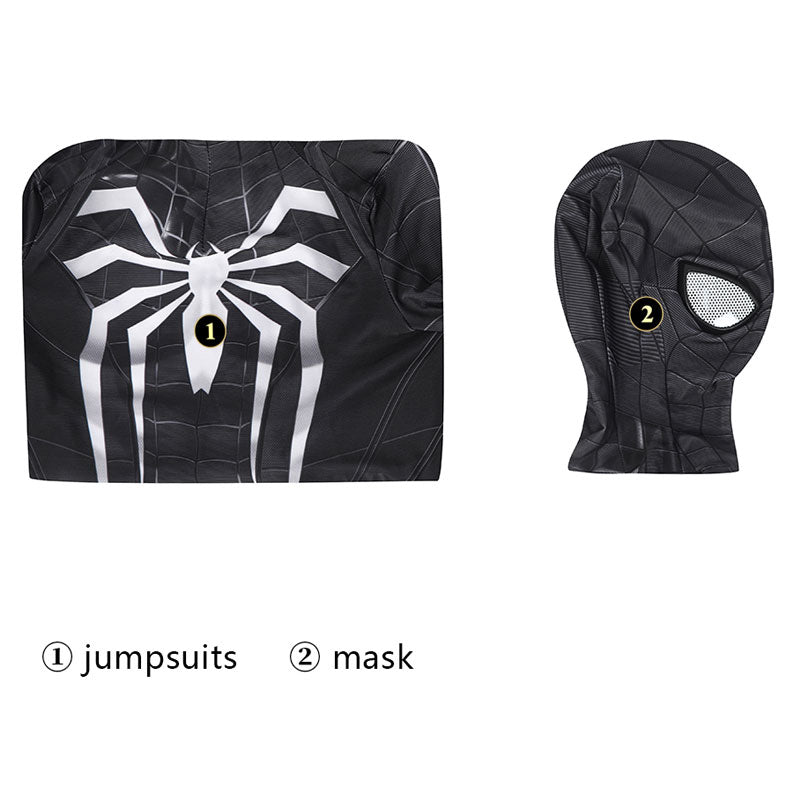 Spider-Man PS5 Miles Morales Symbiote Black Suit Kids Cosplay Costumes