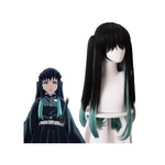 Anime Demon Slayer Tokitou Muichirou Long Straight Green Mixed Black Cosplay Wigs - Cosplay Clans