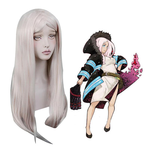 Anime Fire Force Princess Hibana Long Light Pink Cosplay Wigs - Cosplay Clans