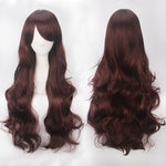 Women Wavy Sweet 80cm Long Brown Lolita Fashion Wigs with Bangs - Cosplay Clans