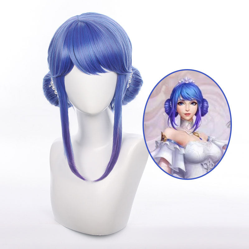 Game League of Legends Crystal Rose Sona Blue Cosplay Wigs