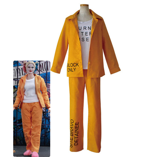 DC The Suicide Squad Harley Quinn Prison Suit Cosplay Costumes