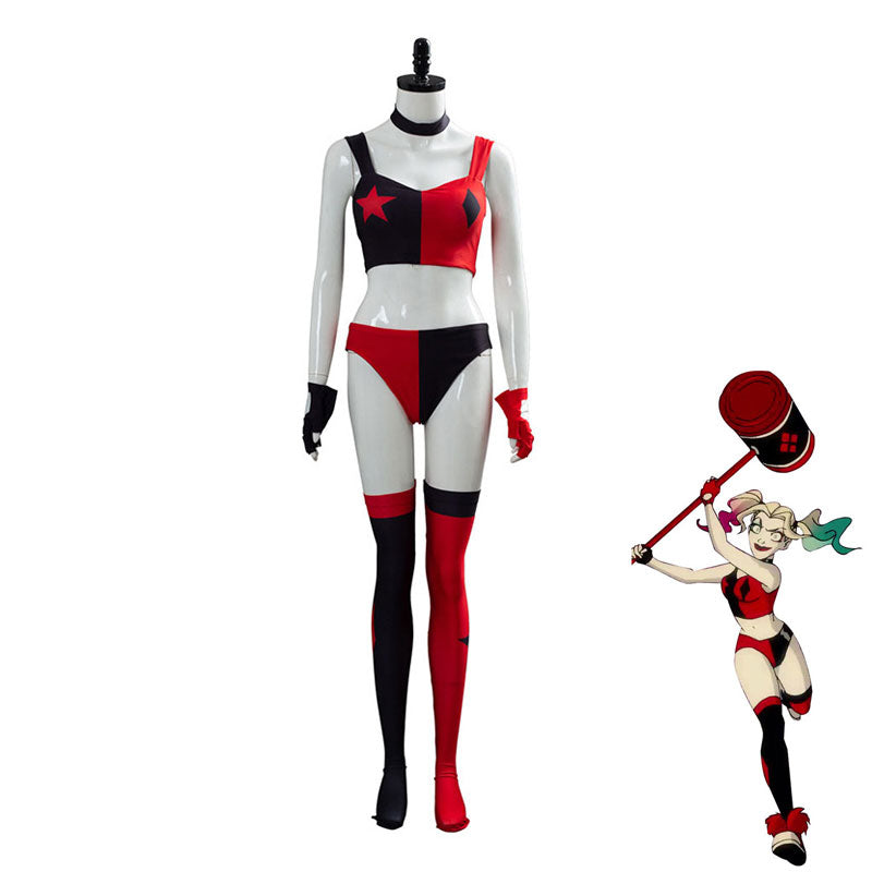 Harley Quinn Black Red Cosplay Costumes - Suicide Squad Isekai Collection –  Cosplay Clans