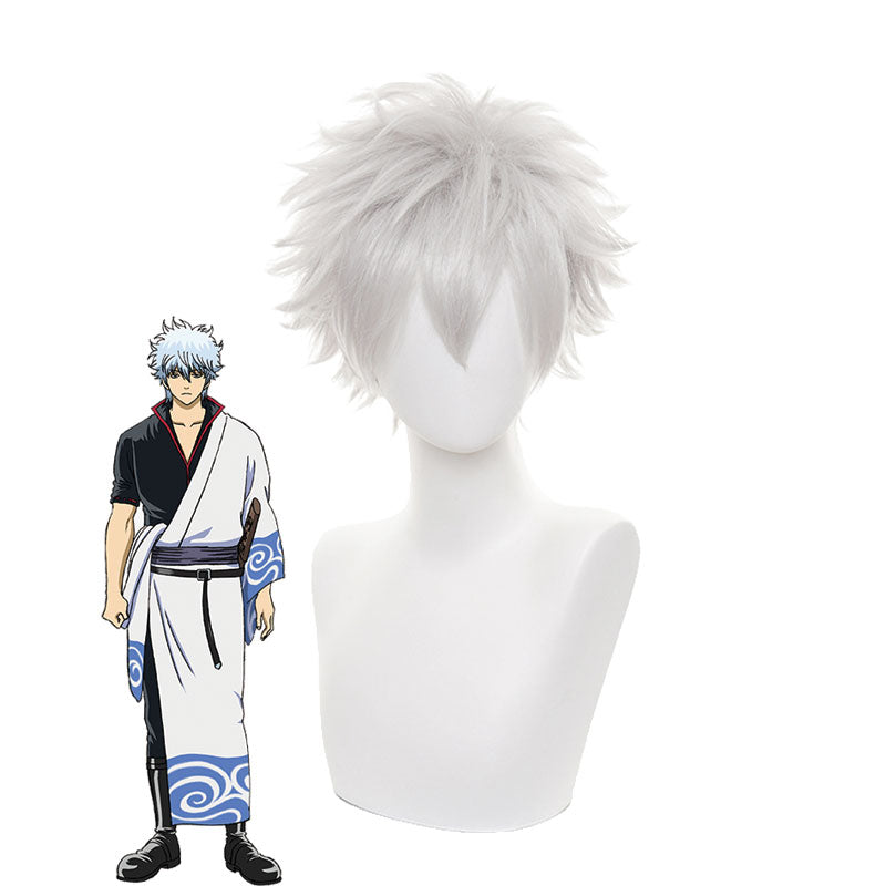 Anime Gintama Sakata Gintoki Silver Grey Cosplay Wigs