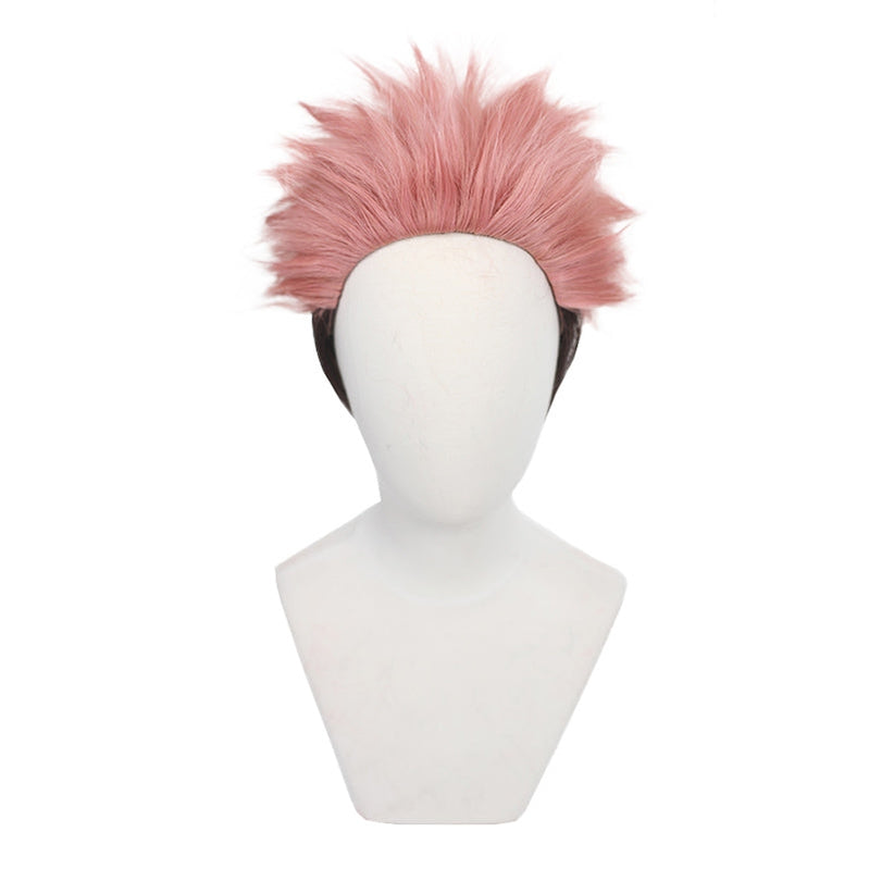 Anime Jujutsu Kaisen Ryomen Sukuna Short Pink Gradient Black Cosplay Wigs - Cosplay Clans