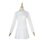 Anime The Promised Neverland Emma White Shirt Skirt Suit Cosplay Costume With Free Tattoo Sticker - Cosplay Clans