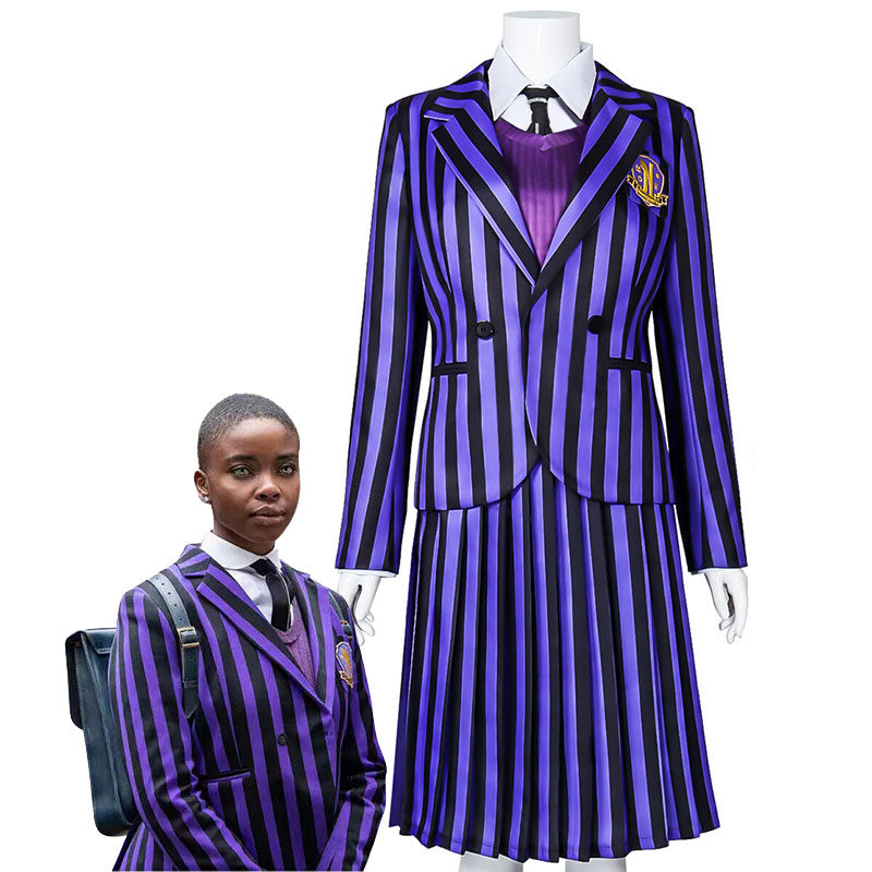 The Addams Family Wednesday Addams Purple Uniform Cosplay Costumes