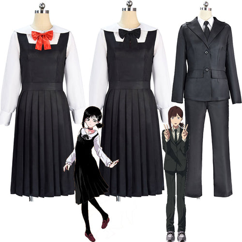 Anime Chainsaw Man Kobeni Higashiyama Black Dress Suit Cosplay Costumes 