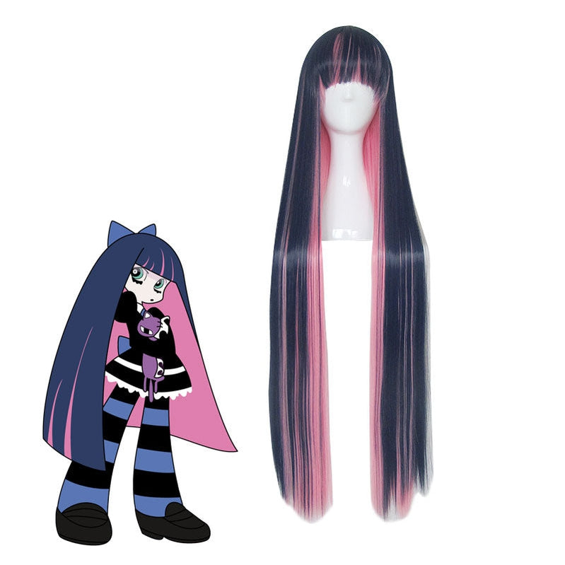 Panty & Stocking with Garterbelt Stocking Blue Mixed Red 100cm Long Straight Cosplay Wigs - Cosplay Clans