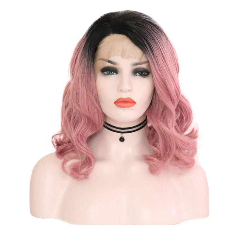 Multi-size Women Lace Front Wigs Short Curly Black Fade Pink Cosplay Wigs - Cosplay Clans