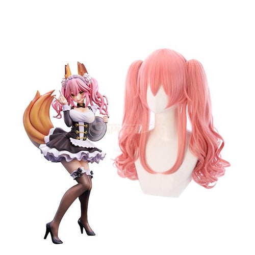 Anime FGO Fate/Grand Order Tamamo no Mae Pink Curly Ponytail Cosplay Wigs - Cosplay Clans