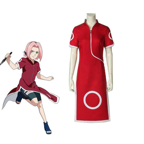Anime Naruto Haruno Sakura Ninja Dresses Set Cosplay Costume - Cosplay Clans
