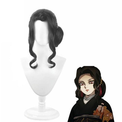 Anime Demon Slayer Kimetsu no Yaiba Kibutsuji Muzan Woman Black Short Cosplay Wigs - Cosplay Clans