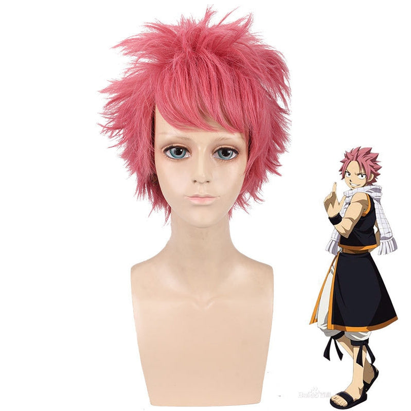 Anime Fairy Tail Etherious Natsu Dragneel Pink Short Cosplay Wigs - Cosplay Clans