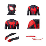 Movie Spider-Man: Into the Spider-Verse Miles Morales Spiderman Elastic Force Cosplay Costume Jumpsuit with Free Headgear - Cosplay Clans