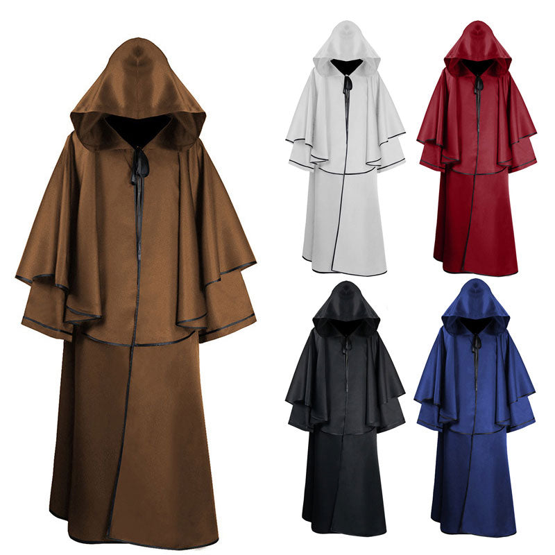 Medieval Cloak Halloween Hooded Robe Wizard Wizard Grim Reaper Long Sleeve Cloak - Cosplay Clans