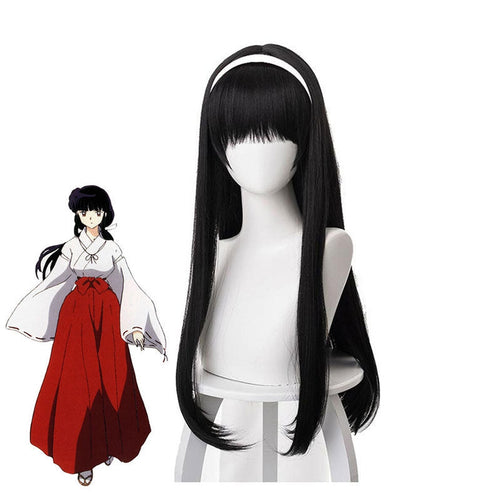 Anime Inuyasha Kikyo Long Straight Black Cosplay Wigs - Cosplay Clans