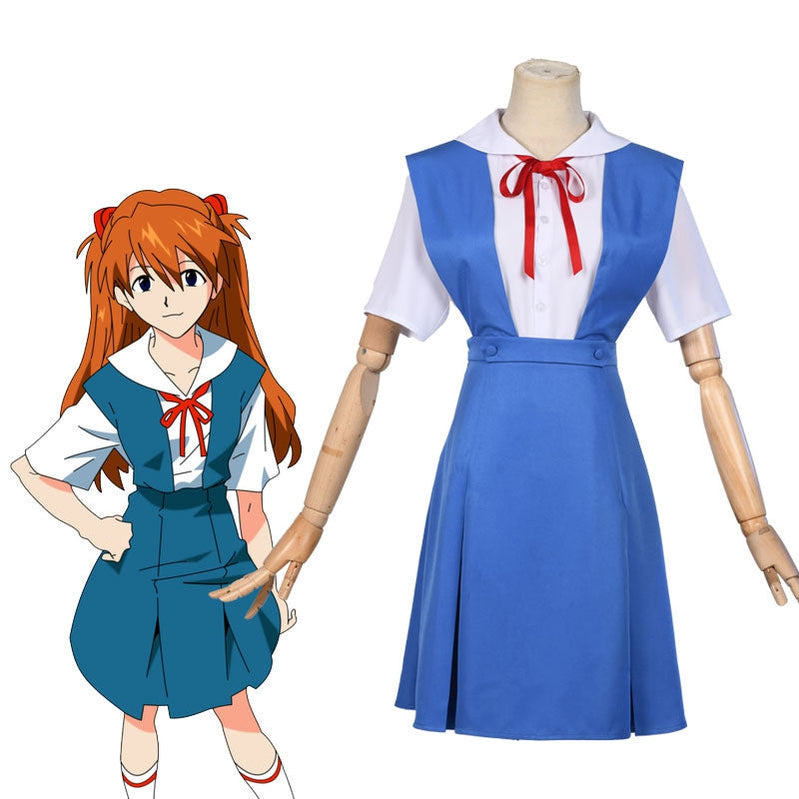 Neon Genesis Evangelion Asuka Langley Soryu Rei Ayanami High School Girl Uniform Cosplay Costume - Cosplay Clans