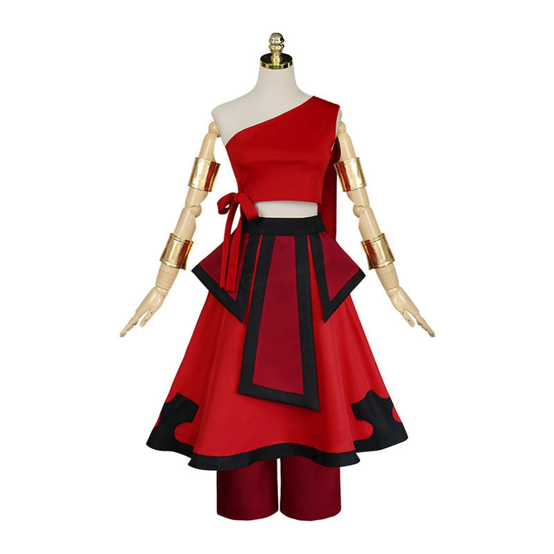 Anime Avatar: The Last Airbender Katara Red Dress Outfit Cosplay Costume - Cosplay Clans