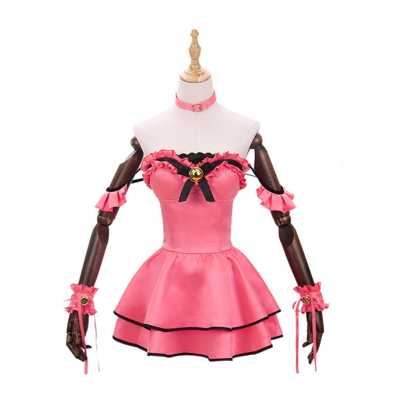 Anime Date A Live Kurumi Tokisaki Pink Cat Maid Dress Cosplay Costume - Cosplay Clans