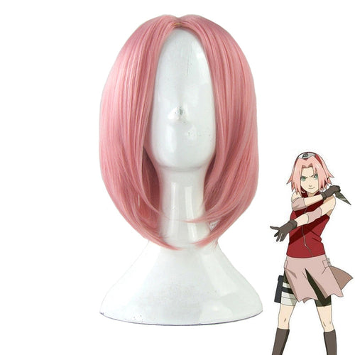 Anime Naruto Haruno Sakura Short Pink Cosplay Wigs - Cosplay Clans