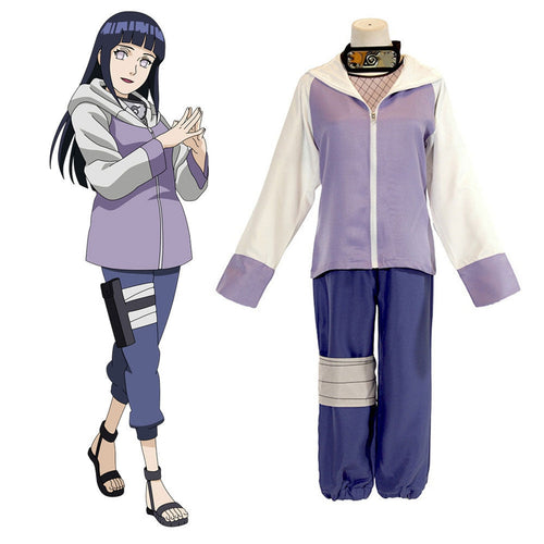 Anime Naruto Hyuga Hinata Uzumaki Full Set Cosplay Costume With Free Props - Cosplay Clans