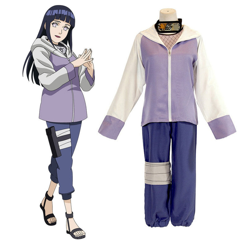 Anime Naruto Hyuga Hinata Uzumaki Full Set Cosplay Costume With Free Props - Cosplay Clans