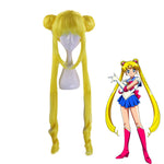 Anime Sailor Moon Tsukino Usagi Long Straight Double Braids Lemon Yellow Blonde Cosplay Wigs - Cosplay Clans