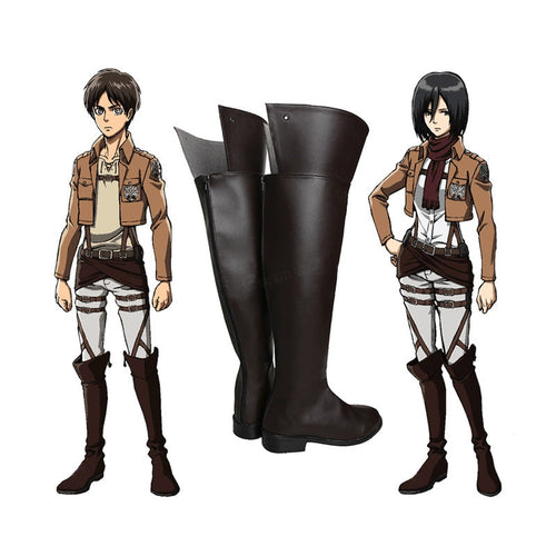 Anime Attack on Titan Eren Jaeger Mikasa Ackerman The Wings Of Freedom Survey Corps Cosplay Shoes - Cosplay Clans