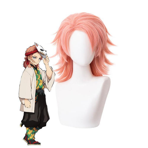 Anime Demon Slayer Kimetsu no Yaiba Sabito Orange Pink Cosplay Wigs - Cosplay Clans