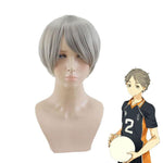 Anime Haikyuu Sugawara Koushi Short Gray Cosplay Wigs - Cosplay Clans