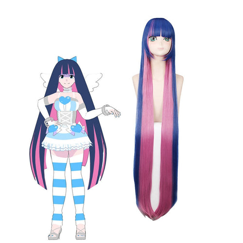 Panty & Stocking with Garterbelt Stocking Blue Mixed Red 120cm Long Straight Cosplay Wigs - Cosplay Clans