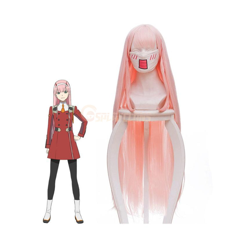 Anime DARLING in the FRANXX 02 Zero Two 100cm Long Pink Straight Cosplay Wigs - Cosplay Clans