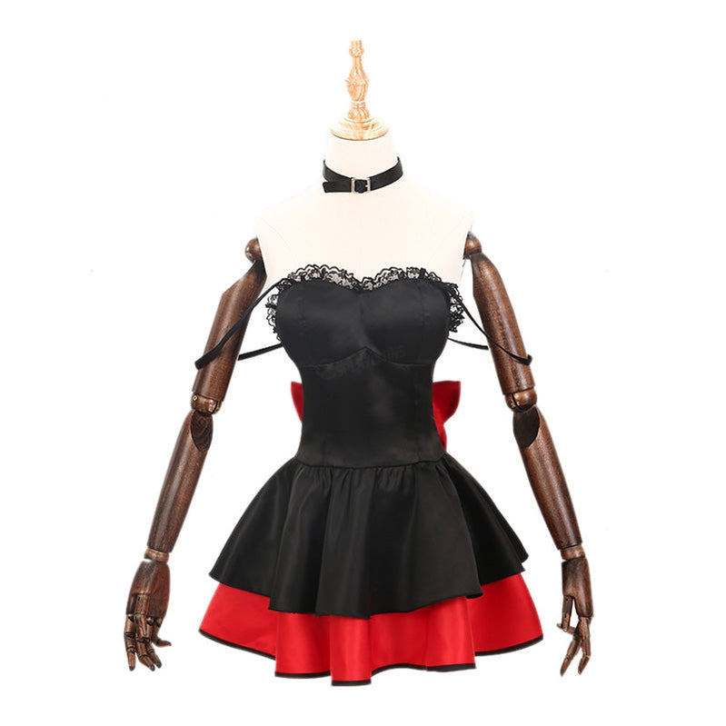Anime Date A Live Kurumi Tokisaki Black Cat Maid Dress Cosplay Costume - Cosplay Clans