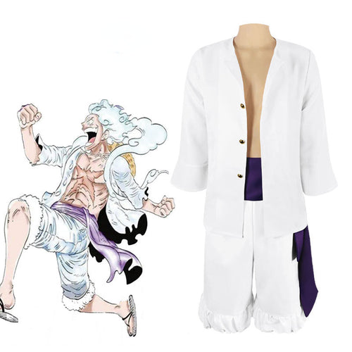 Anime One Piece Wano Country Luffy Gear 5 Nika White Cosplay Costume