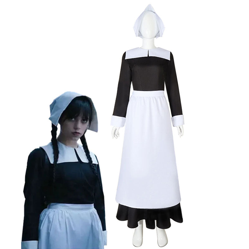 The Addams Family Wednesday Addams Maid Cosplay Costume