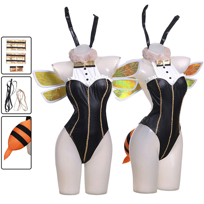 Game Final Fantasy VII Remake Aerith Gainsborough Bee Bunny Girl Cosplay Costume