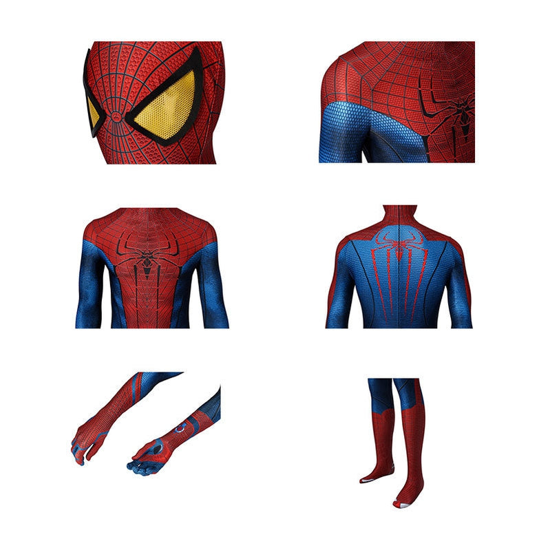 Movie Spider-Man: The Amazing Spider-Man Peter Parker Spiderman Elastic Force Cosplay Costume Jumpsuit with Headgear - Cosplay Clans