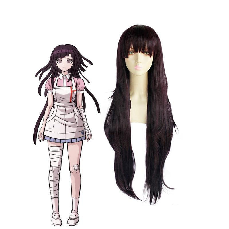 Anime Danganronpa 2: Goodbye Despair Mikan Tsumiki 100cm Long Black Purple Cosplay Wigs - Cosplay Clans
