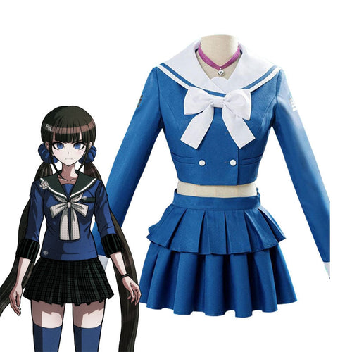 Danganronpa V3 Killing Harmony Harukawa Maki Blue School Uniform Halloween Cosplay Costume - Cosplay Clans