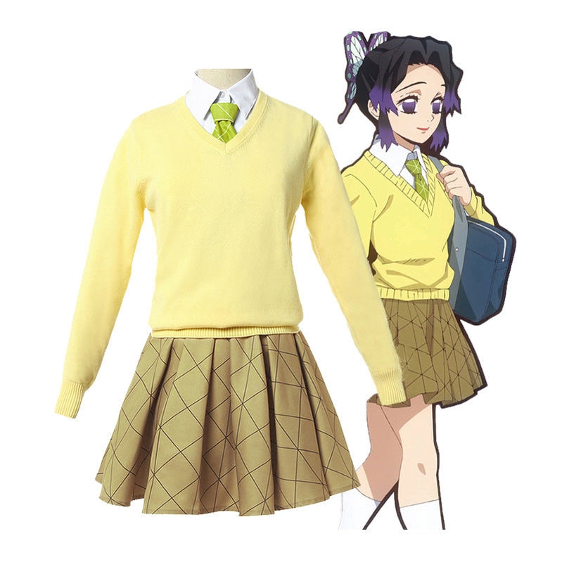 Anime Demon Slayer: Kimetsu no Yaiba: Demon Slayer Academy Shinobu Kocho JK Uniform Cosplay Costume - Cosplay Clans