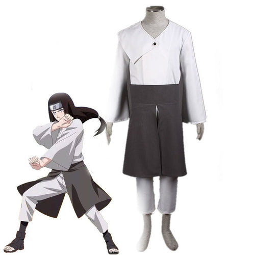 Anime Naruto Hyuga Neji Ninja Battle Set Outfit Halloween Cosplay Costume - Cosplay Clans