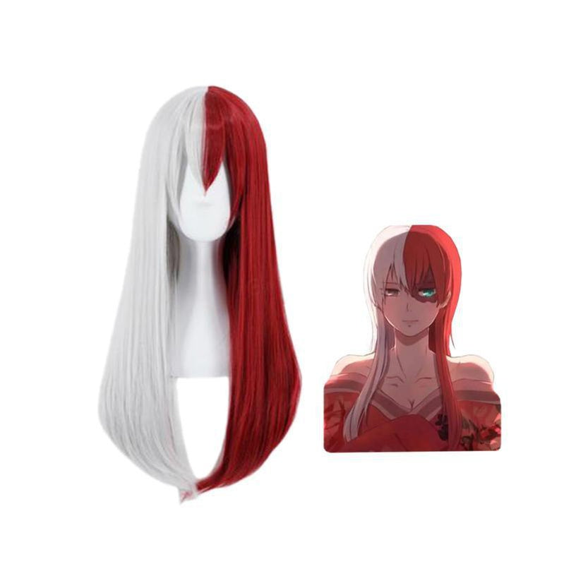 Anime My Hero Academia Shoto Todoroki Long Female White and Red Cosplay Wigs - Cosplay Clans