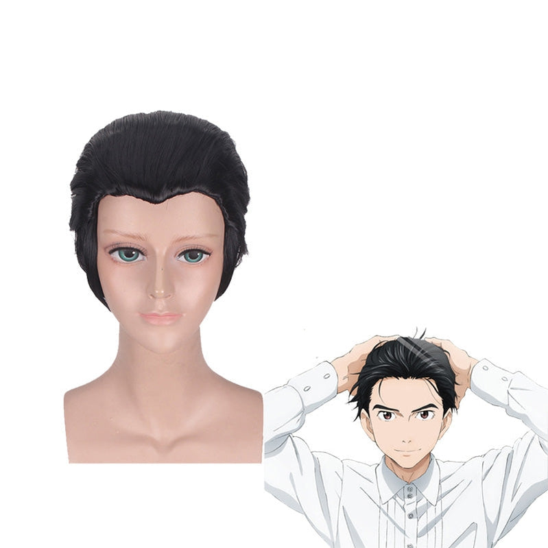 Anime Yuri on Ice Yuuri Katsuki Short Black Cosplay Wigs - Cosplay Clans