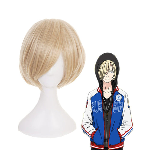 Anime Yuri on Ice Yuri Plisetsky Short Blond Cosplay Wigs - Cosplay Clans