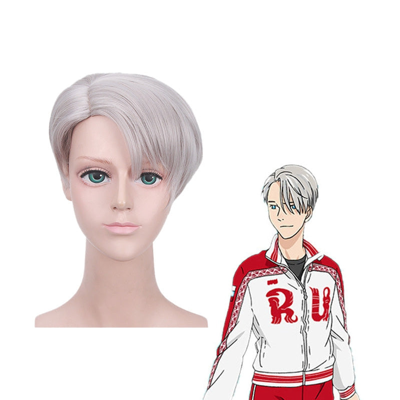 Anime Yuri on Ice Victor Nikiforov Short Gray Cosplay Wigs - Cosplay Clans