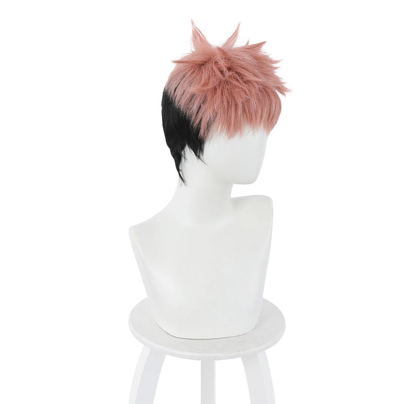 Anime Jujutsu Kaisen Yuji Itadori Short Pink Gradient Black Cosplay Wigs - Cosplay Clans