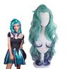 Game LOL KDA All Out Seraphine 100cm Long Green Gradient Purple Wavy Cosplay Wigs - Cosplay Clans