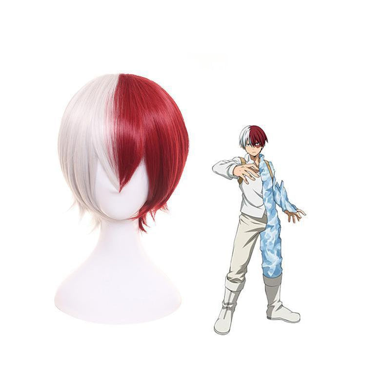 Anime My Hero Academia Shoto Todoroki Cosplay Wigs Short White and Red Wig - Cosplay Clans