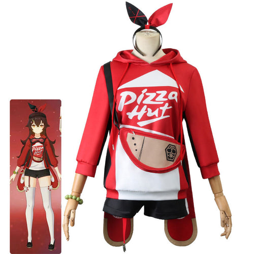 Genshin Impact Pizza Hut Amber Cosplay Costumes 
